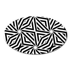 Black And White Abstract Lines, Geometric Pattern Oval Magnet by Casemiro