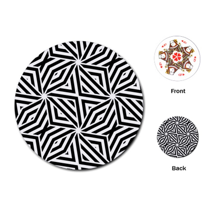 Black and white abstract lines, geometric pattern Playing Cards Single Design (Round)