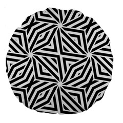 Black And White Abstract Lines, Geometric Pattern Large 18  Premium Round Cushions