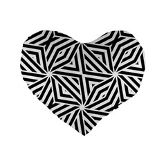 Black And White Abstract Lines, Geometric Pattern Standard 16  Premium Heart Shape Cushions by Casemiro