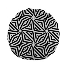 Black And White Abstract Lines, Geometric Pattern Standard 15  Premium Flano Round Cushions