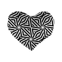 Black And White Abstract Lines, Geometric Pattern Standard 16  Premium Flano Heart Shape Cushions