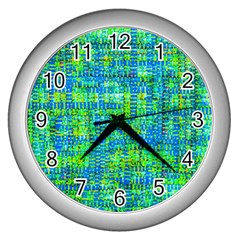 Mosaic Tapestry Wall Clock (silver) by essentialimage