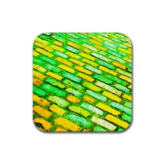 Diagonal Street Cobbles Rubber Coaster (square)  by essentialimage