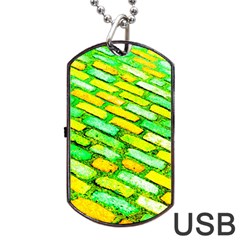 Diagonal Street Cobbles Dog Tag Usb Flash (one Side) by essentialimage