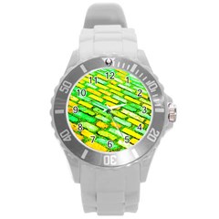 Diagonal Street Cobbles Round Plastic Sport Watch (l) by essentialimage