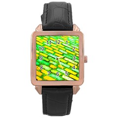 Diagonal Street Cobbles Rose Gold Leather Watch  by essentialimage