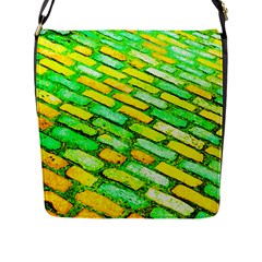 Diagonal Street Cobbles Flap Closure Messenger Bag (l) by essentialimage