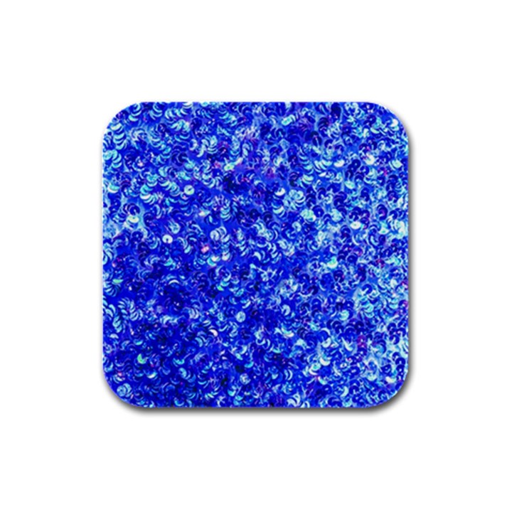 Blue Sequin Dreams Rubber Square Coaster (4 pack) 