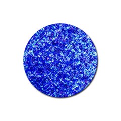 Blue Sequin Dreams Rubber Round Coaster (4 Pack)  by essentialimage