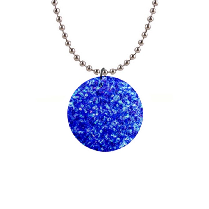 Blue Sequin Dreams 1  Button Necklace