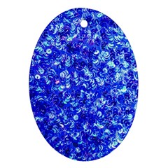 Blue Sequin Dreams Oval Ornament (two Sides) by essentialimage