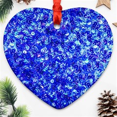 Blue Sequin Dreams Heart Ornament (two Sides) by essentialimage