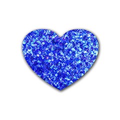 Blue Sequin Dreams Rubber Coaster (heart) 