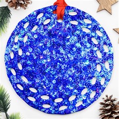 Blue Sequin Dreams Ornament (round Filigree) by essentialimage