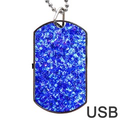 Blue Sequin Dreams Dog Tag Usb Flash (one Side) by essentialimage