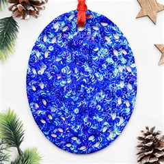 Blue Sequin Dreams Oval Filigree Ornament (two Sides) by essentialimage