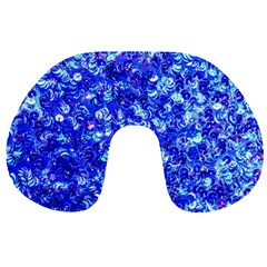 Blue Sequin Dreams Travel Neck Pillow by essentialimage