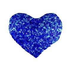 Blue Sequin Dreams Standard 16  Premium Flano Heart Shape Cushions by essentialimage