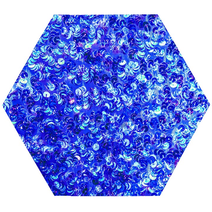 Blue Sequin Dreams Wooden Puzzle Hexagon