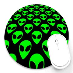 We Are Watching You! Aliens Pattern, Ufo, Faces Round Mousepads by Casemiro