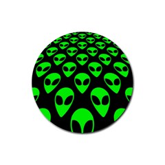 We Are Watching You! Aliens Pattern, Ufo, Faces Rubber Coaster (round)  by Casemiro