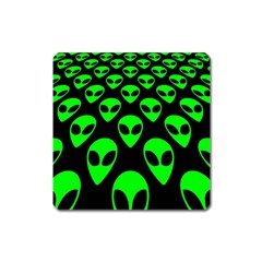 We Are Watching You! Aliens Pattern, Ufo, Faces Square Magnet by Casemiro