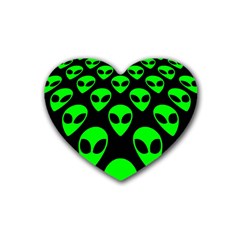 We Are Watching You! Aliens Pattern, Ufo, Faces Rubber Coaster (heart) 