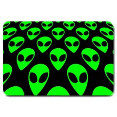 We Are Watching You! Aliens Pattern, Ufo, Faces Large Doormat  by Casemiro