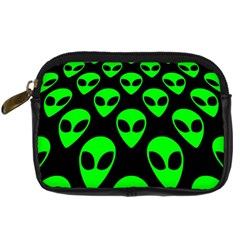 We Are Watching You! Aliens Pattern, Ufo, Faces Digital Camera Leather Case by Casemiro