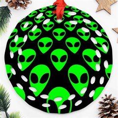 We Are Watching You! Aliens Pattern, Ufo, Faces Ornament (round Filigree) by Casemiro