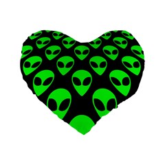 We Are Watching You! Aliens Pattern, Ufo, Faces Standard 16  Premium Heart Shape Cushions by Casemiro