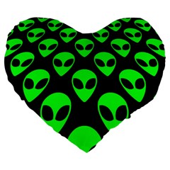 We Are Watching You! Aliens Pattern, Ufo, Faces Large 19  Premium Heart Shape Cushions by Casemiro