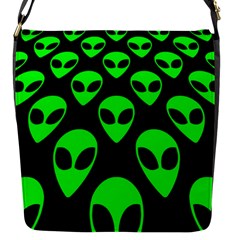 We Are Watching You! Aliens Pattern, Ufo, Faces Flap Closure Messenger Bag (s) by Casemiro