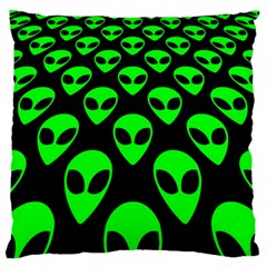 We Are Watching You! Aliens Pattern, Ufo, Faces Large Flano Cushion Case (one Side) by Casemiro