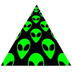 We Are Watching You! Aliens Pattern, Ufo, Faces Wooden Puzzle Triangle by Casemiro