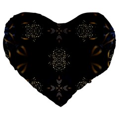 Blue and gold Large 19  Premium Flano Heart Shape Cushions