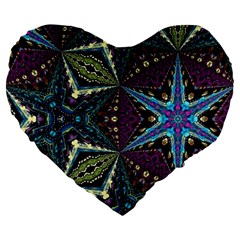 Ornate Star Large 19  Premium Heart Shape Cushions by Dazzleway