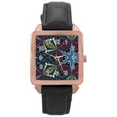 Ornate Star Rose Gold Leather Watch  by Dazzleway