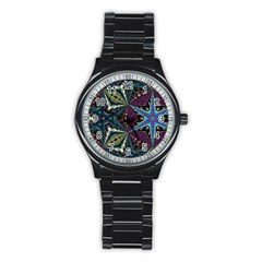 Ornate Star Stainless Steel Round Watch by Dazzleway