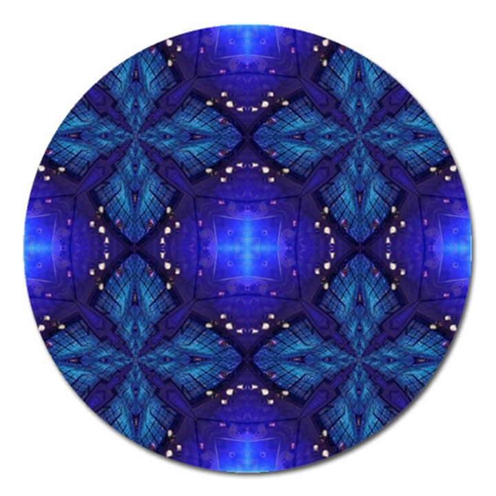 Blue ornate Magnet 5  (Round)