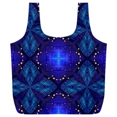 Blue Ornate Full Print Recycle Bag (xxxl) by Dazzleway