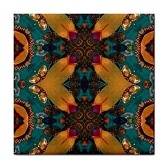 Teal And Orange Tile Coaster by Dazzleway