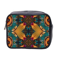 Teal And Orange Mini Toiletries Bag (two Sides) by Dazzleway