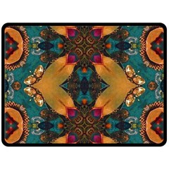 Teal And Orange Fleece Blanket (large)  by Dazzleway