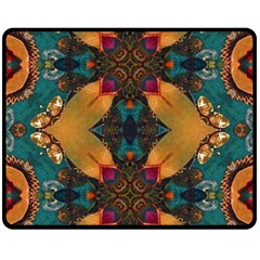 Teal And Orange Fleece Blanket (medium)  by Dazzleway