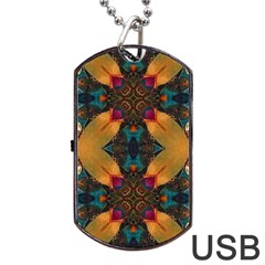 Teal And Orange Dog Tag Usb Flash (one Side) by Dazzleway