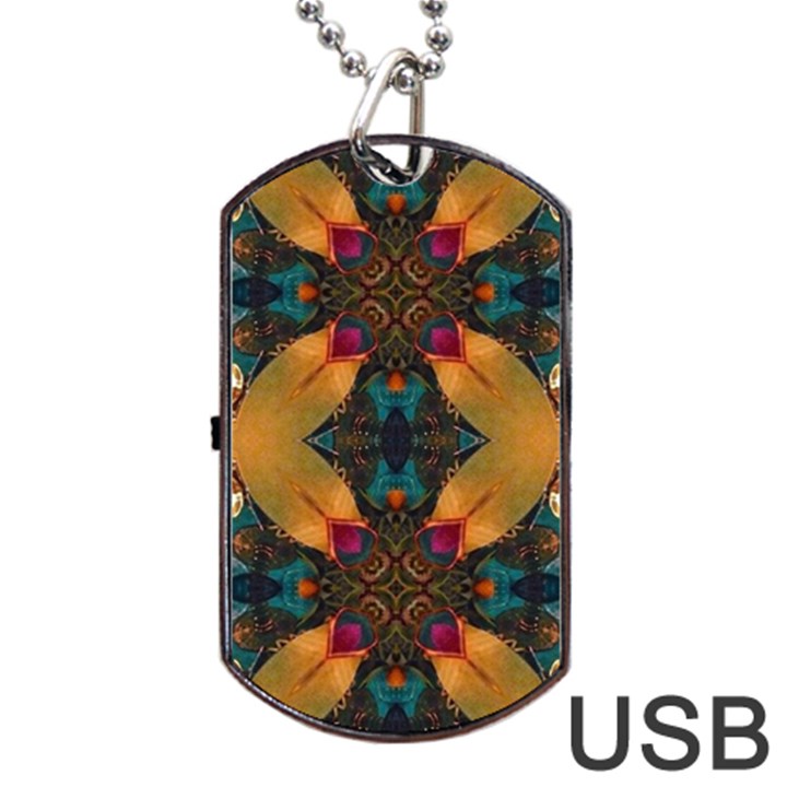 Teal and orange Dog Tag USB Flash (Two Sides)