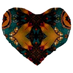 Teal And Orange Large 19  Premium Heart Shape Cushions by Dazzleway