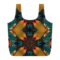 Teal And Orange Full Print Recycle Bag (l) by Dazzleway